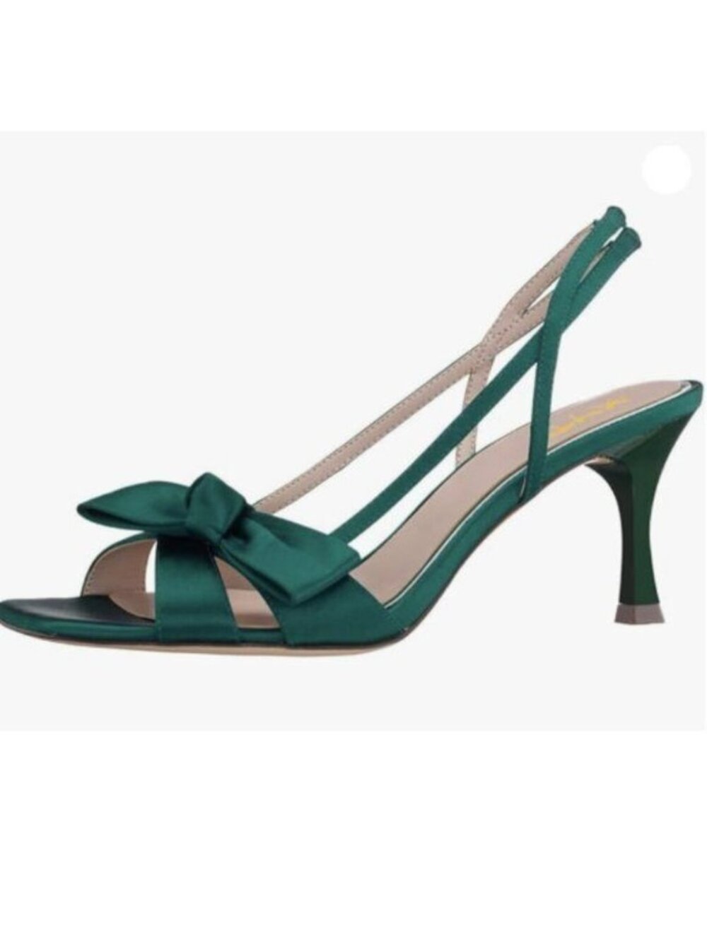 XYD Women Bow Mid Heel Sandal Square Open Toe Slingback Stretchy Straps,Green